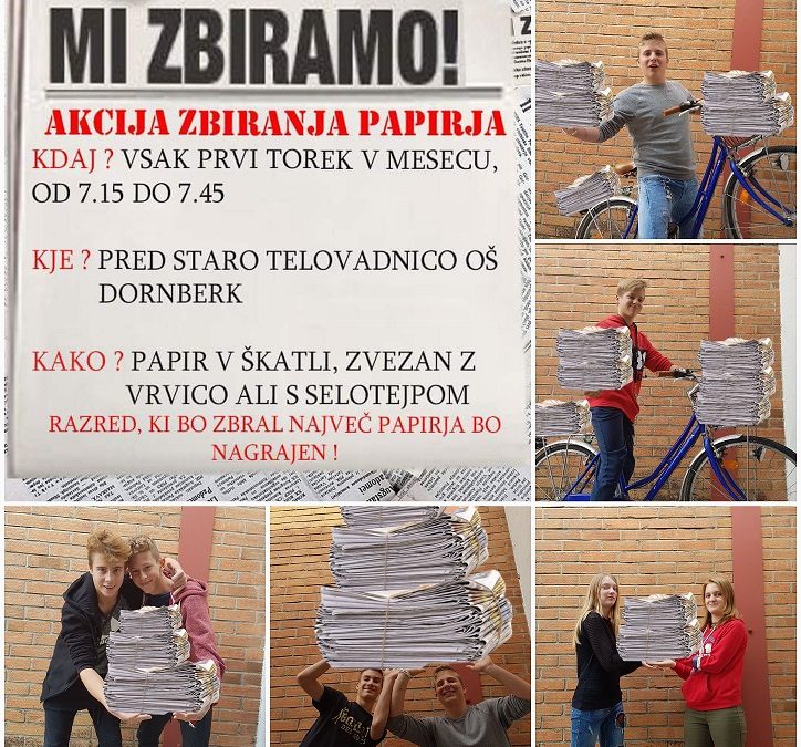 V TOREK, 5. 12. 2017, PONOVNO ZBIRAMO STAR PAPIR